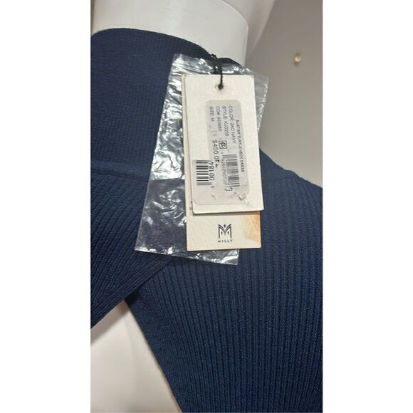 Milly Navy Blue Bustier Turtleneck Dress Size Medium - Picture 7 of 7
